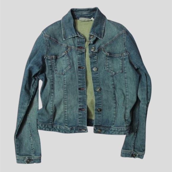 Jennifer Lopez Jackets & Blazers - JLO Y2K Denim Jean Jacket w/ Pink Contrast Stitching Large